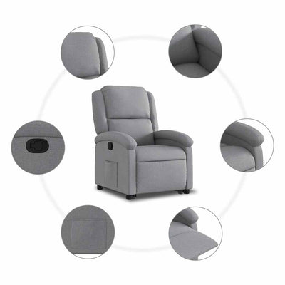 Stand up Recliner Chair Light Grey Fabric