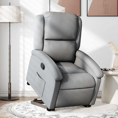 Stand up Recliner Chair Light Grey Fabric