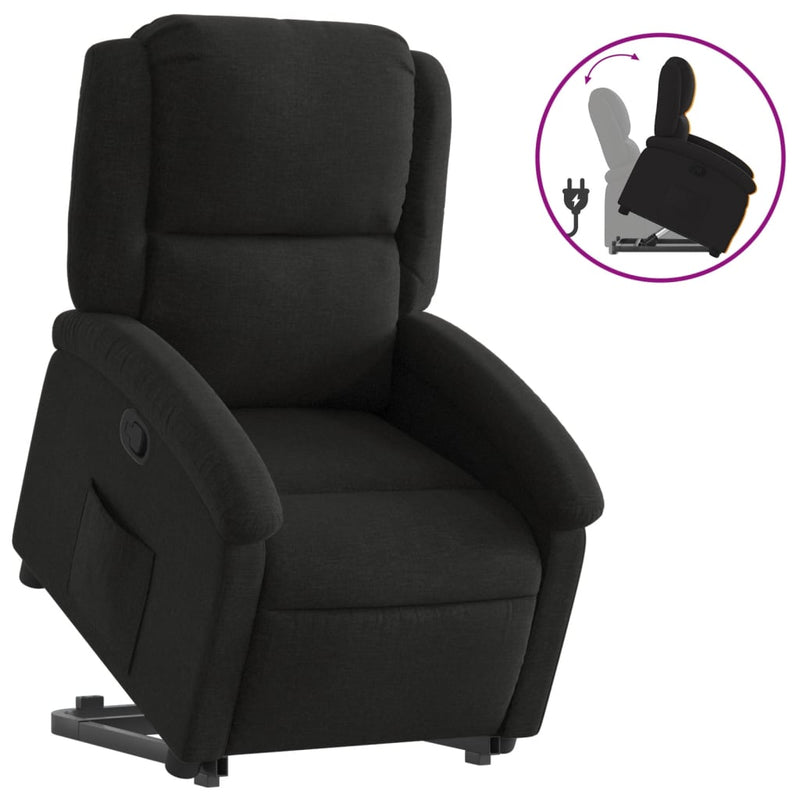 Stand up Recliner Chair Black Fabric