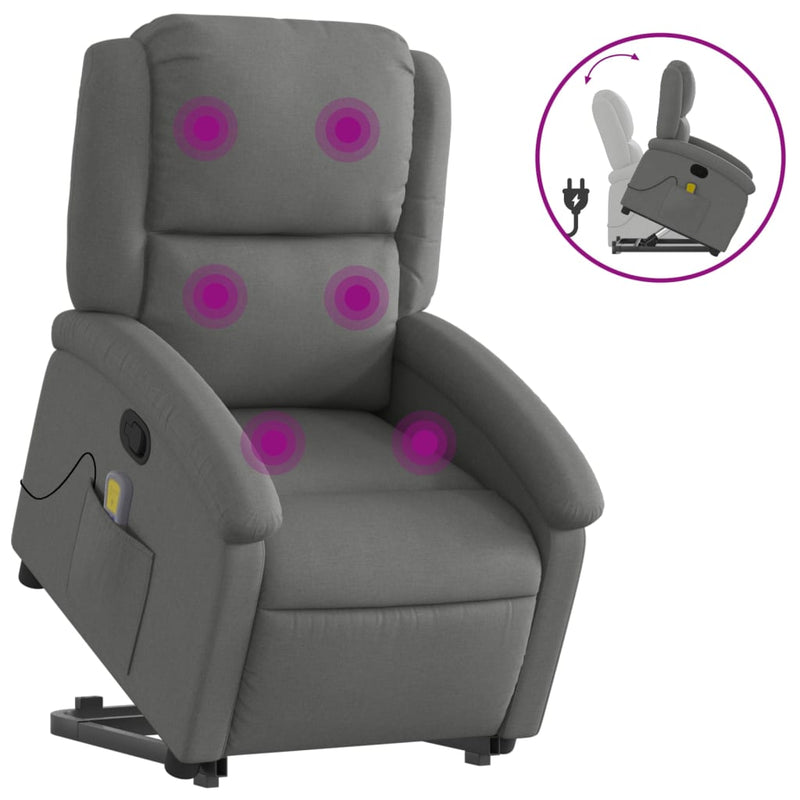 Stand up Massage Recliner Chair Dark Grey Fabric