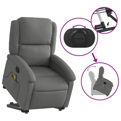 Stand up Massage Recliner Chair Dark Grey Fabric