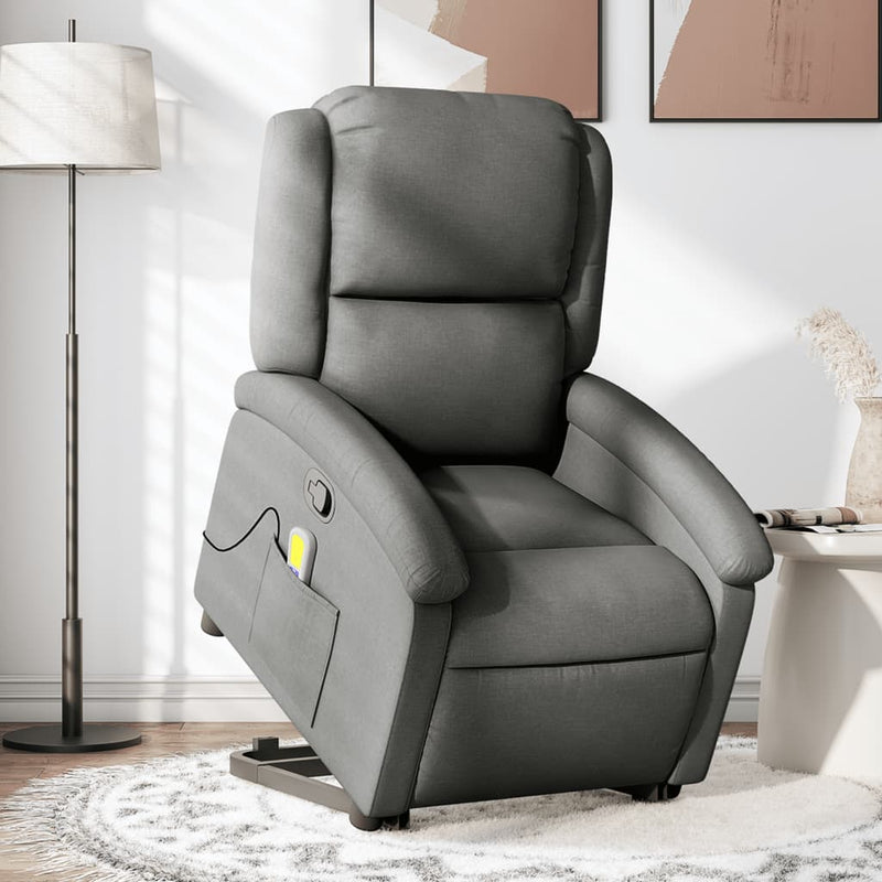 Stand up Massage Recliner Chair Dark Grey Fabric