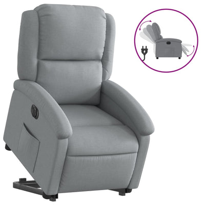 Electric Stand up Recliner Chair Light Grey Fabric