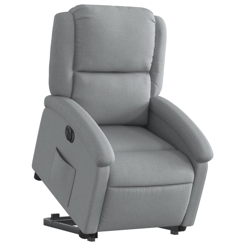 Electric Stand up Recliner Chair Light Grey Fabric