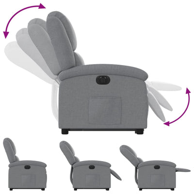 Electric Stand up Recliner Chair Light Grey Fabric