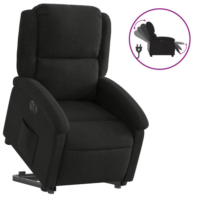 Electric Stand up Recliner Chair Black Fabric