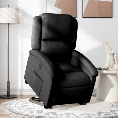 Electric Stand up Recliner Chair Black Fabric