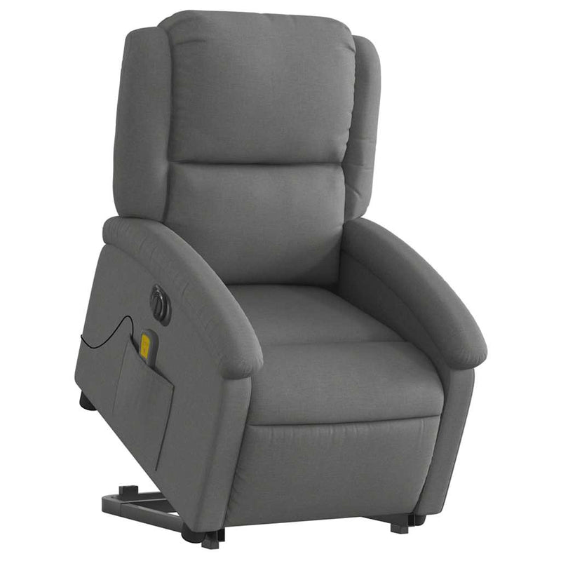 Electric Stand up Massage Recliner Chair Dark Grey Fabric