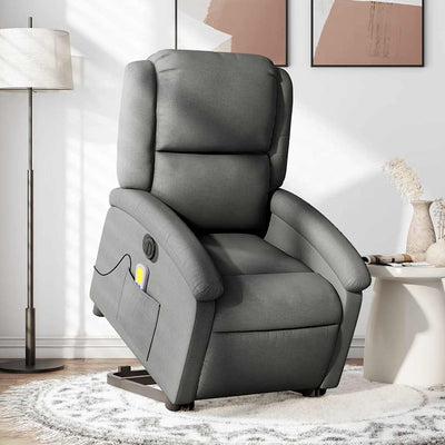 Electric Stand up Massage Recliner Chair Dark Grey Fabric