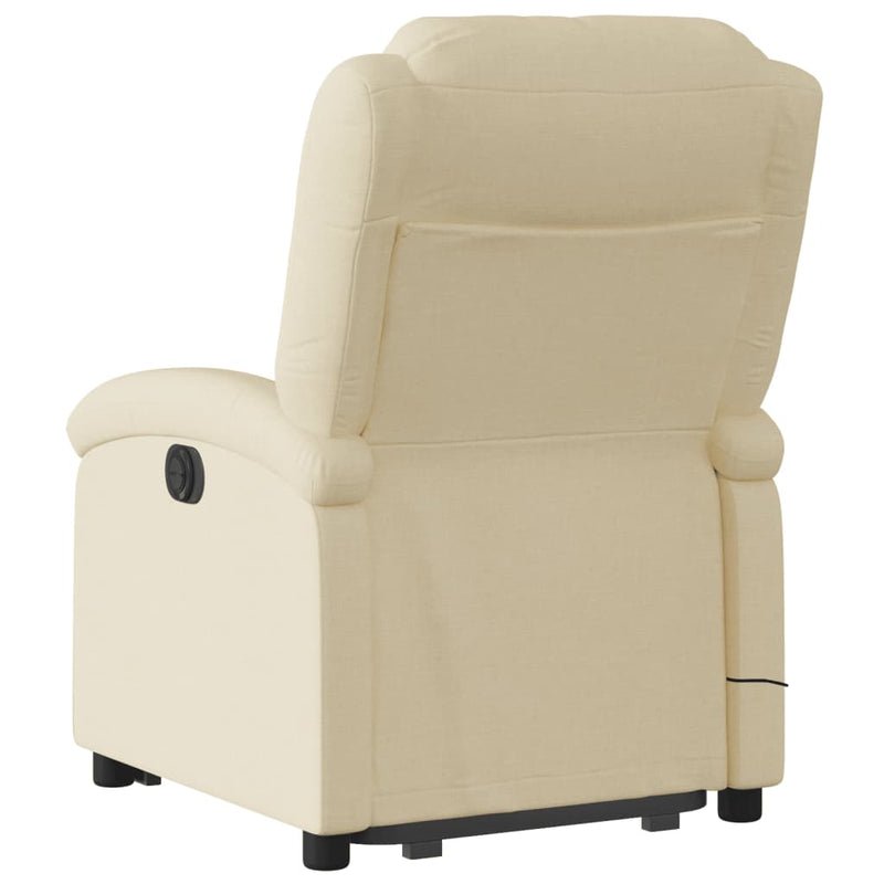 Electric Stand up Massage Recliner Chair Cream Fabric