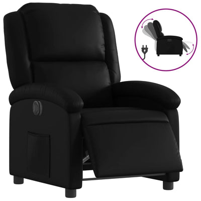 Electric Recliner Chair Black Faux Leather