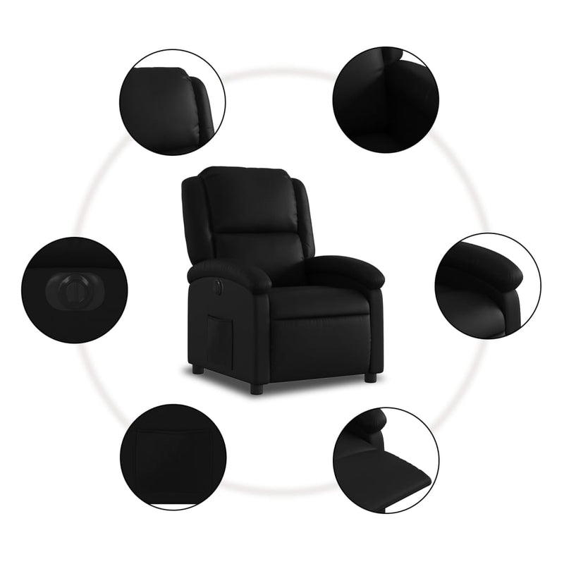 Electric Recliner Chair Black Faux Leather