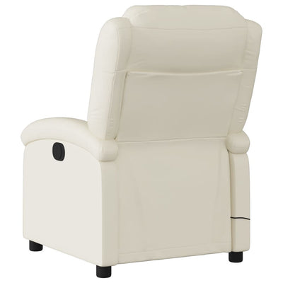 Electric Massage Recliner Chair Cream Faux Leather