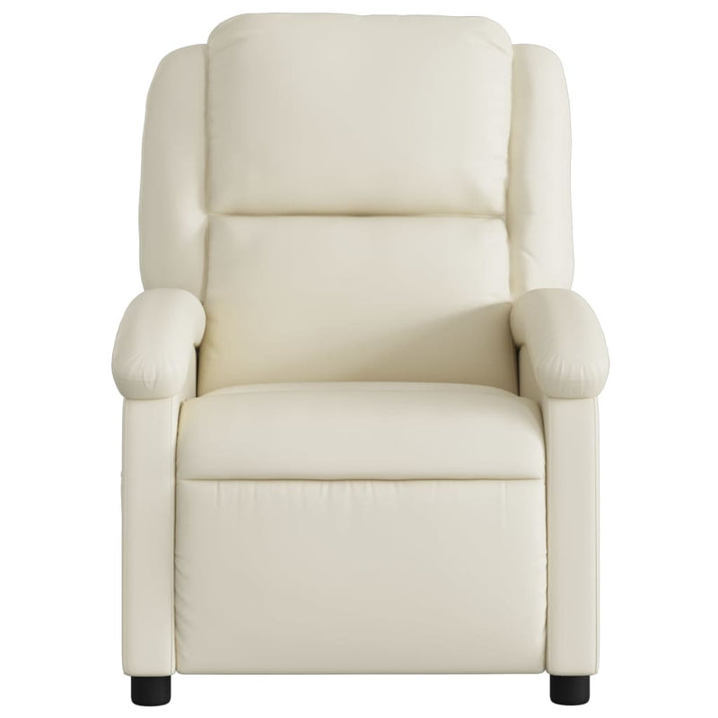 Electric Massage Recliner Chair Cream Faux Leather