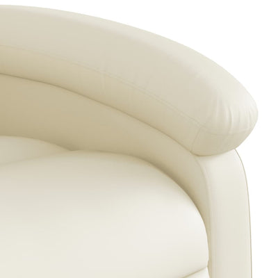 Electric Massage Recliner Chair Cream Faux Leather