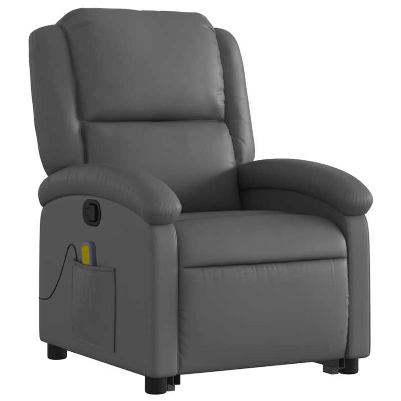 Stand up Massage Recliner Chair Grey Faux Leather