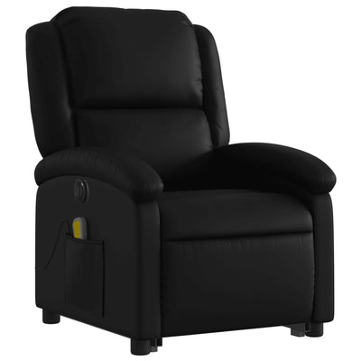 Electric Stand up Massage Recliner Chair Black Faux Leather