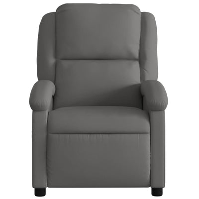 Electric Massage Recliner Chair Grey Real Leather