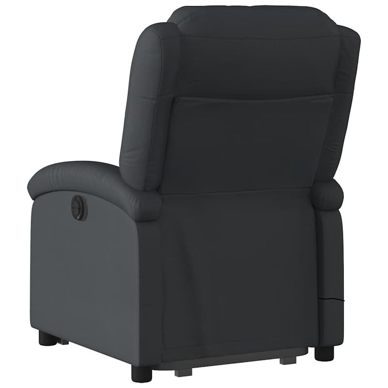 Stand up Massage Recliner Chair Black Real Leather