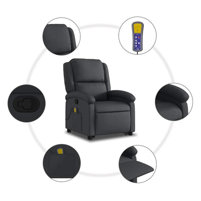 Stand up Massage Recliner Chair Black Real Leather