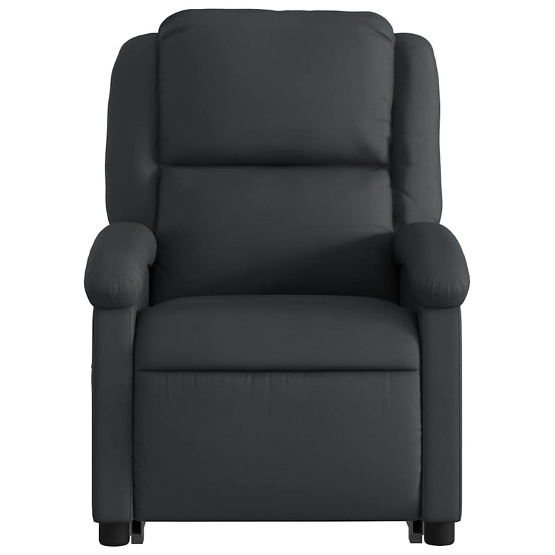 Stand up Massage Recliner Chair Black Real Leather