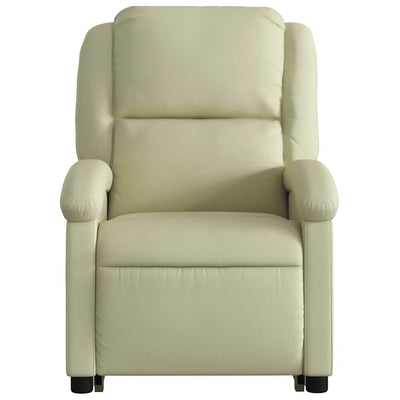 Stand up Massage Recliner Chair Cream Real Leather