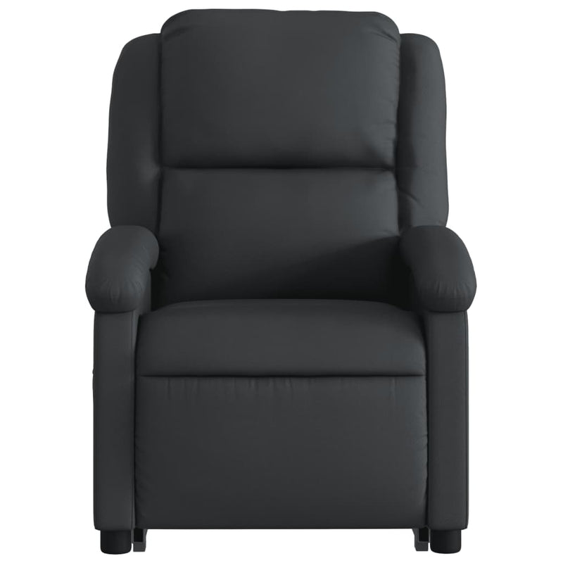 Electric Stand up Recliner Chair Black Real Leather