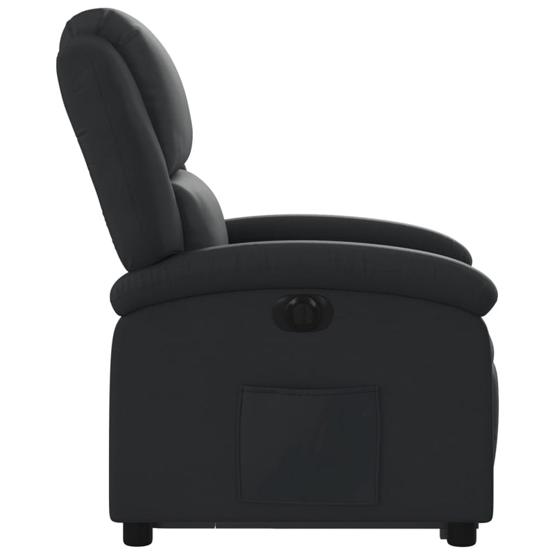 Electric Stand up Recliner Chair Black Real Leather