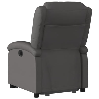 Electric Stand up Recliner Chair Grey Real Leather