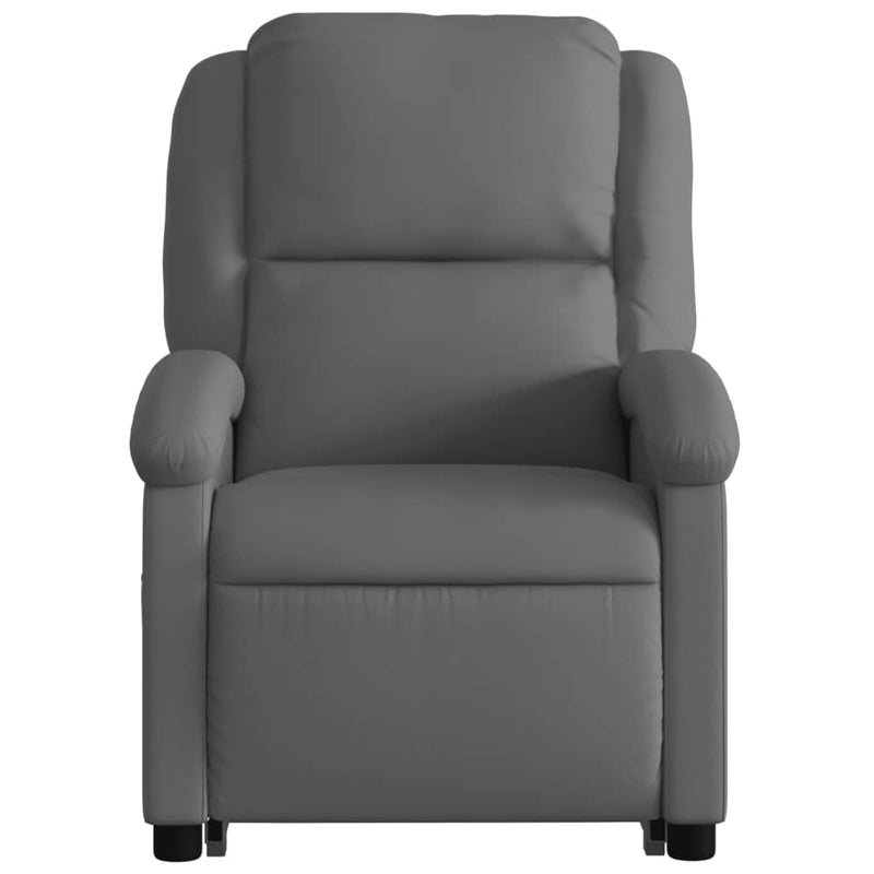 Electric Stand up Recliner Chair Grey Real Leather