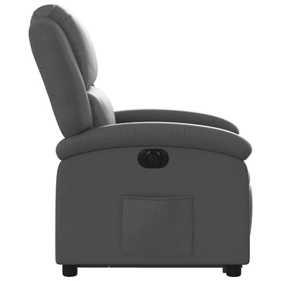 Electric Stand up Recliner Chair Grey Real Leather