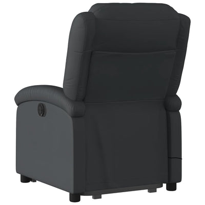 Electric Stand up Massage Recliner Chair Black Real Leather