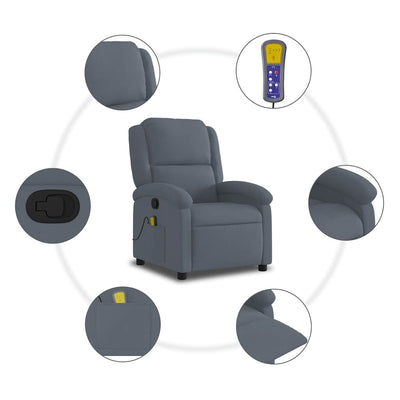 Massage Recliner Chair Dark Grey Velvet