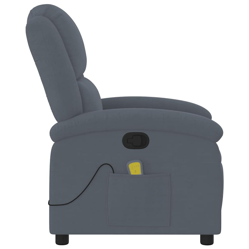 Massage Recliner Chair Dark Grey Velvet