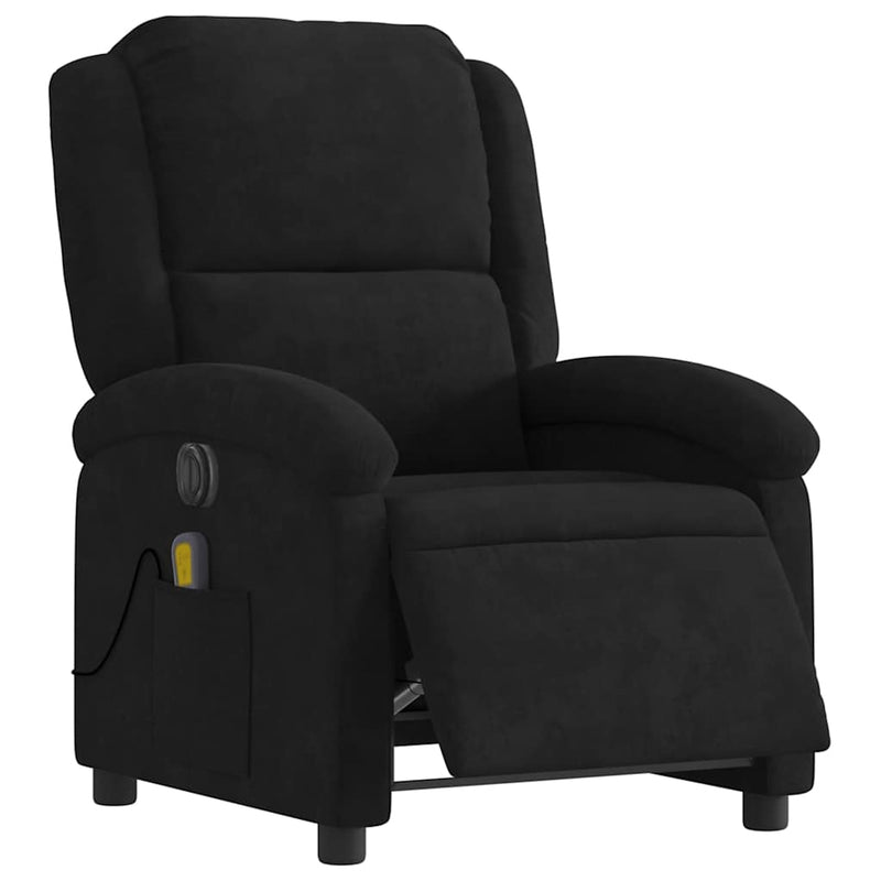 Electric Massage Recliner Chair Black Velvet