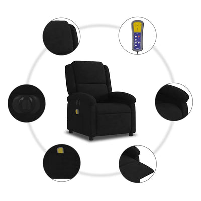 Electric Massage Recliner Chair Black Velvet