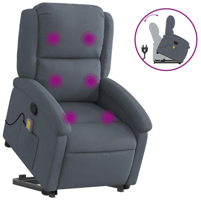 Stand up Massage Recliner Chair Dark Grey Velvet