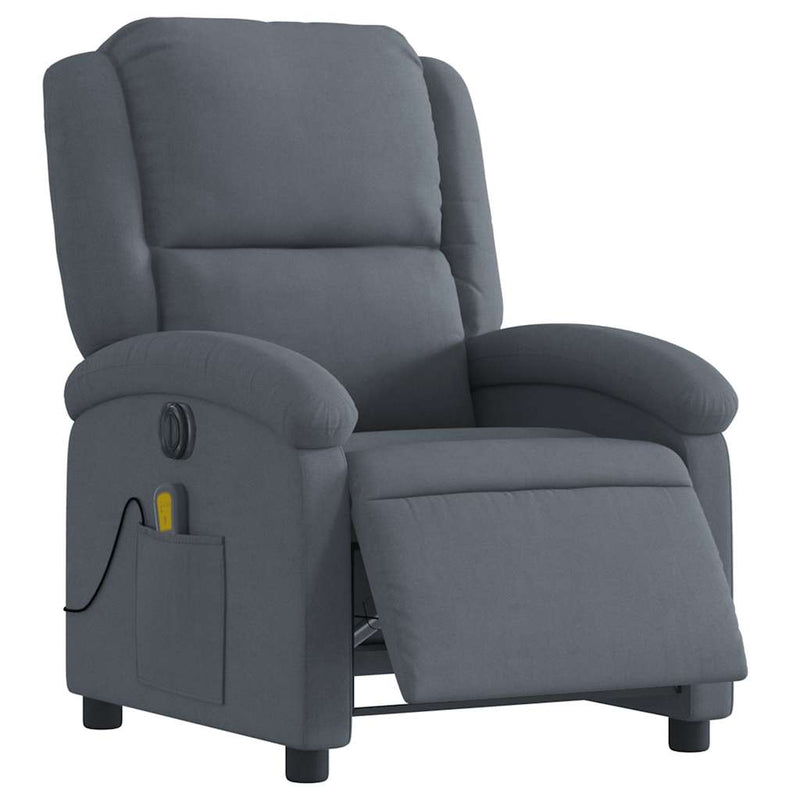 Stand up Massage Recliner Chair Dark Grey Velvet