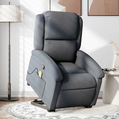 Stand up Massage Recliner Chair Dark Grey Velvet