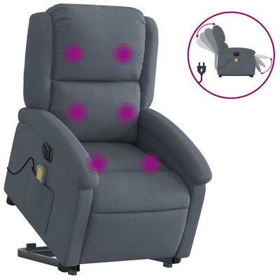 Electric Stand up Massage Recliner Chair Dark Grey Velvet