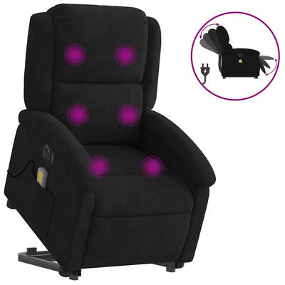 Electric Stand up Massage Recliner Chair Black Velvet