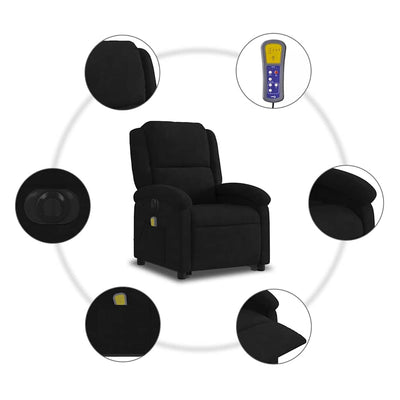 Electric Stand up Massage Recliner Chair Black Velvet