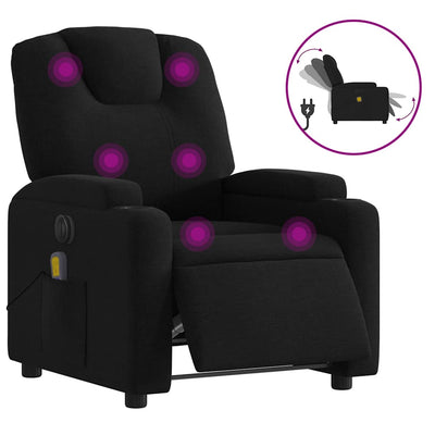 Electric Massage Recliner Chair Black Fabric