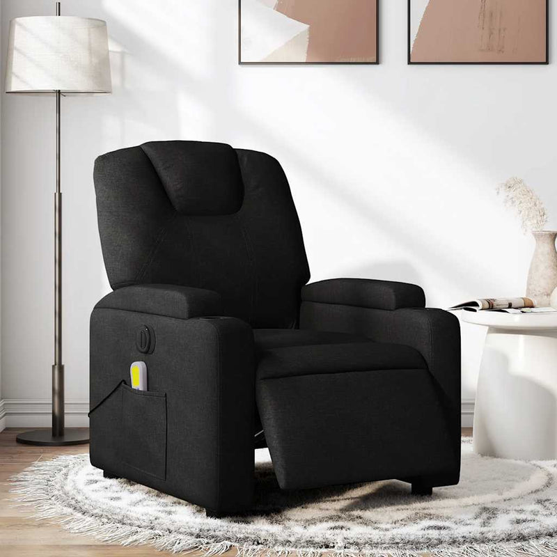 Electric Massage Recliner Chair Black Fabric