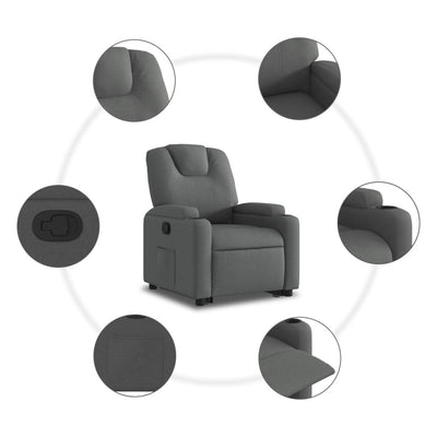 Stand up Recliner Chair Dark Grey Fabric