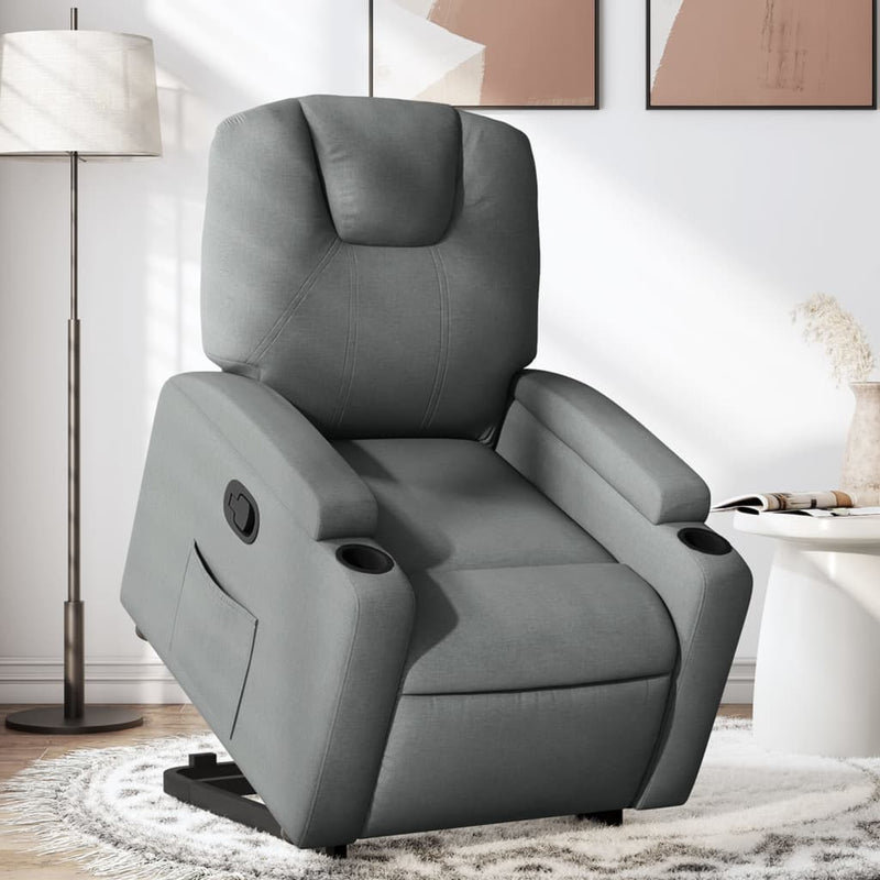 Stand up Recliner Chair Dark Grey Fabric