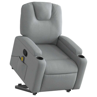 Stand up Massage Recliner Chair Light Grey Fabric