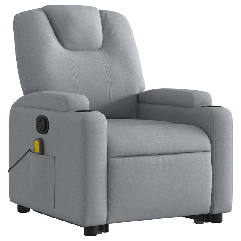 Stand up Massage Recliner Chair Light Grey Fabric