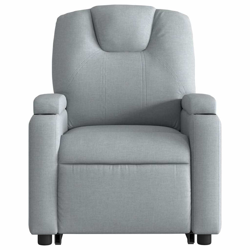 Stand up Massage Recliner Chair Light Grey Fabric