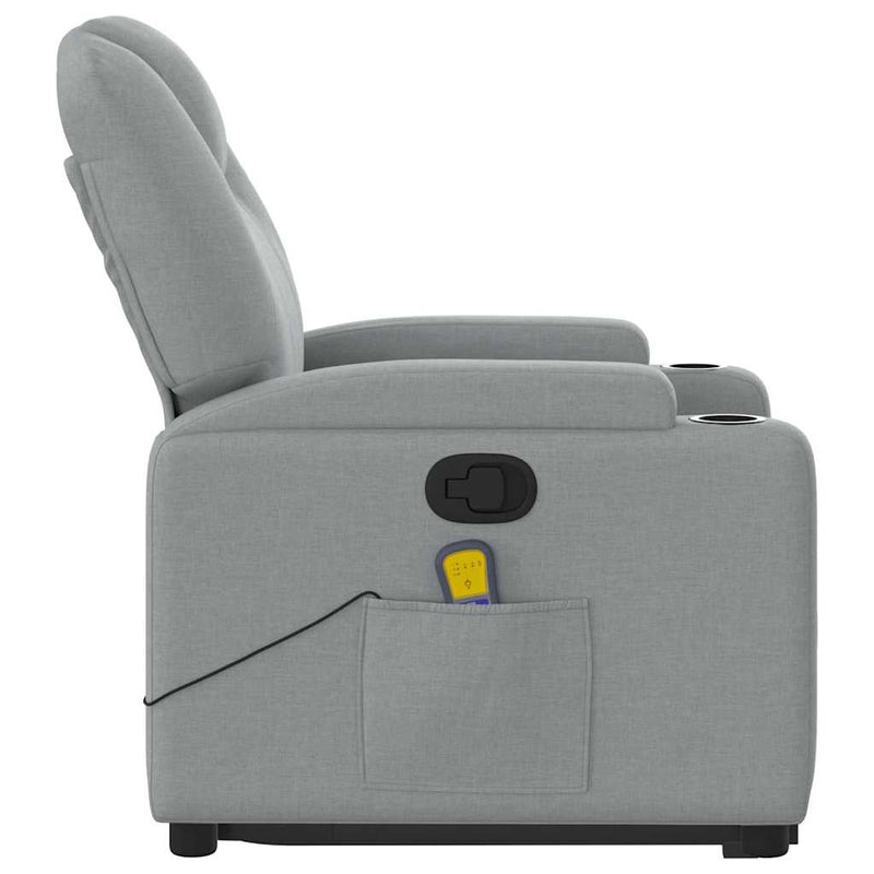 Stand up Massage Recliner Chair Light Grey Fabric